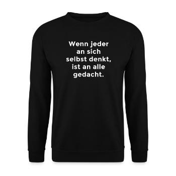 Egoismus Spruch - Unisex Pullover - Schwarz - Vorne - Alina (178cm) & Michal (187cm)