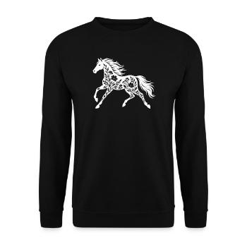 Blumenpferd Silhouette - Unisex Pullover - Schwarz - Vorne - Alina (178cm) & Michal (187cm)