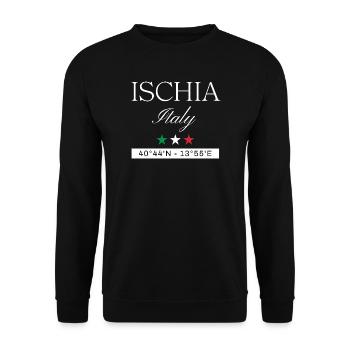Ischia Italien Souvenir – Reise minimalistisch - Unisex Pullover - Schwarz - Vorne - Alina (178cm) & Michal (187cm)