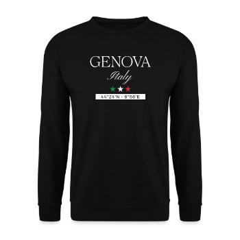 Genua Italien Souvenir – Reise minimalistisch - Unisex Pullover - Schwarz - Vorne - Alina (178cm) & Michal (187cm)
