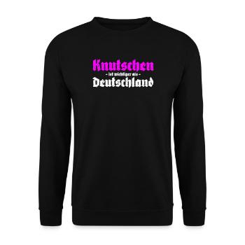 Knutschen ist wichtiger als Deutschland - Unisex Pullover - Schwarz - Vorne - Alina (178cm) & Michal (187cm)