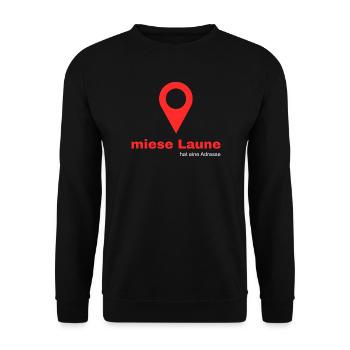 Miese Laune hat eine Adresse - GPS Needle  - Unisex Pullover - Schwarz - Vorne - Alina (178cm) & Michal (187cm)