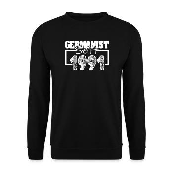 Germanist 1991 - Unisex Pullover - Schwarz - Vorne - Alina (178cm) & Michal (187cm)
