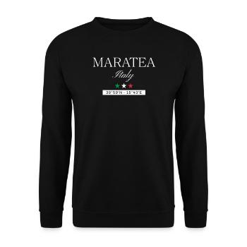 Maratea Italien Souvenir – Reise minimalistisch - Unisex Pullover - Schwarz - Vorne - Alina (178cm) & Michal (187cm)