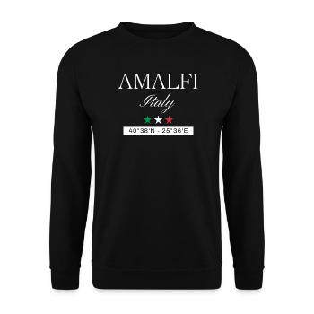Amalfi Italien Souvenir – Reise minimalistisch - Unisex Pullover - Schwarz - Vorne - Alina (178cm) & Michal (187cm)