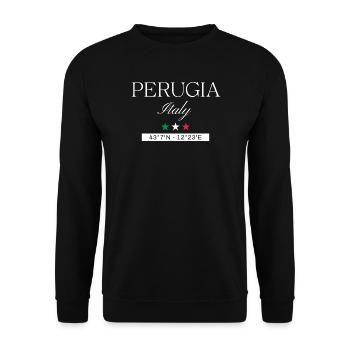 Perugia Italien Souvenir – Reise minimalistisch - Unisex Pullover - Schwarz - Vorne - Alina (178cm) & Michal (187cm)