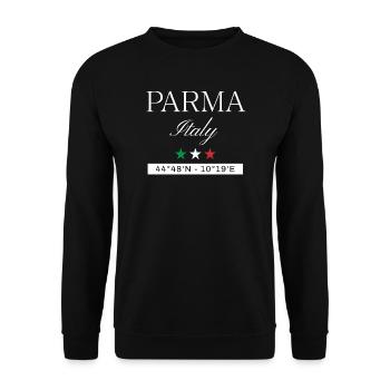 Parma Italien Souvenir – Reise minimalistisch - Unisex Pullover - Schwarz - Vorne - Alina (178cm) & Michal (187cm)