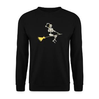 Skeletthühner mit einem Besen - Unisex Pullover - Schwarz - Vorne - Alina (178cm) & Michal (187cm)