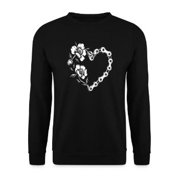 Heart Floral Fahrradkette - Unisex Pullover - Schwarz - Vorne - Alina (178cm) & Michal (187cm)