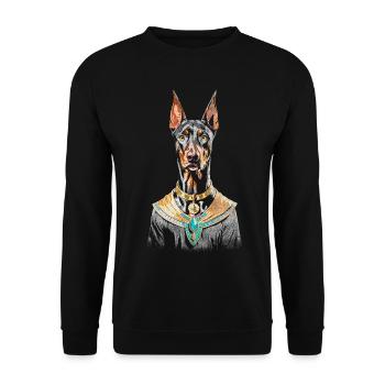 Ägyptischer Dobermann - Unisex Pullover - Schwarz - Vorne - Alina (178cm) & Michal (187cm)