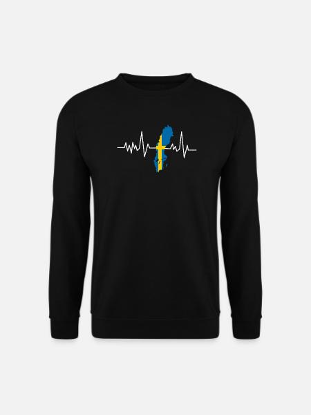 Schweden Herzschlag Flagge - Unisex Pullover - Schwarz