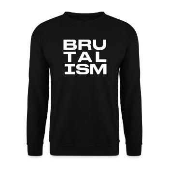 Brutalismus-Blockbuchstaben - Unisex Pullover - Schwarz - Vorne - Alina (178cm) & Michal (187cm)