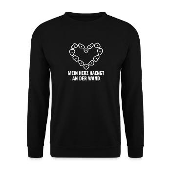 Mein Herz Hängt An Der Wand Klettern Bouldern - Unisex Pullover - Schwarz - Vorne - Alina (178cm) & Michal (187cm)