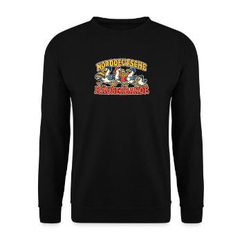 Norddeutsche Räuberbande – Lustige Möwen - Unisex Pullover - Schwarz - Vorne - Alina (178cm) & Michal (187cm)
