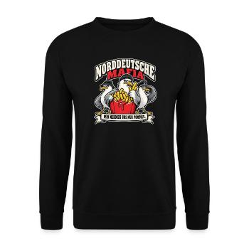 Norddeutsche Mafia – Wir nehmen nur Pommes - Unisex Pullover - Schwarz - Vorne - Alina (178cm) & Michal (187cm)