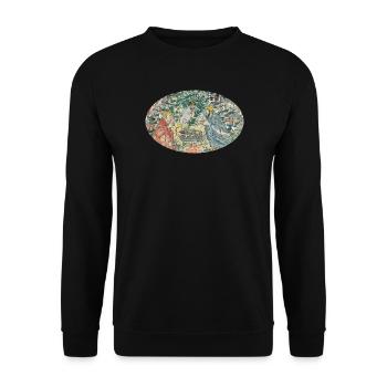 Christmas_Truce_1914_trench_art - Unisex Pullover - Schwarz - Vorne - Alina (178cm) & Michal (187cm)