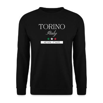 Turin Italien Souvenir – Reise minimalistisch - Unisex Pullover - Schwarz - Vorne - Alina (178cm) & Michal (187cm)