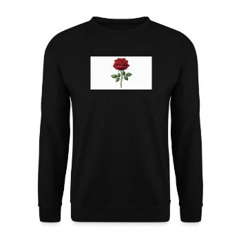 Rote Rose mit Tau-Tropfen - Unisex Pullover - Schwarz - Vorne - Alina (178cm) & Michal (187cm)