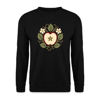 Magischer Apfel mit Pentagramm Symbol - Unisex Pullover - Schwarz - Vorne - Alina (178cm) & Michal (187cm)