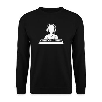 DJ-Mixer Silhouette mit Kopfhörern - Unisex Pullover - Schwarz - Vorne - Alina (178cm) & Michal (187cm)