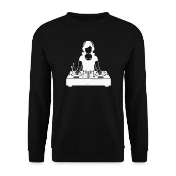 DJane am Mixertisch - Unisex Pullover - Schwarz - Vorne - Alina (178cm) & Michal (187cm)