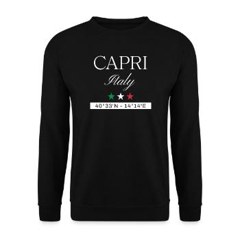 Capri Italien Souvenir – Reise minimalistisch - Unisex Pullover - Schwarz - Vorne - Alina (178cm) & Michal (187cm)