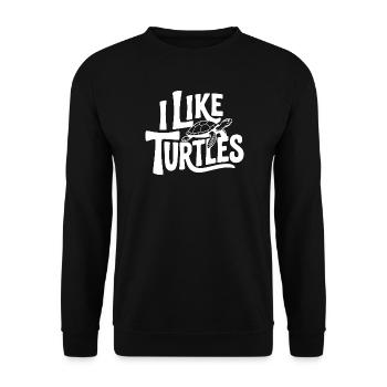 Ich mag Turtles - Unisex Pullover - Schwarz - Vorne - Alina (178cm) & Michal (187cm)