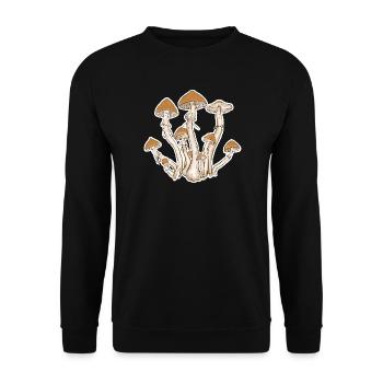 Pilzcluster-Illustration - Unisex Pullover - Schwarz - Vorne - Alina (178cm) & Michal (187cm)