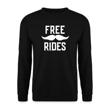 Kostenlose Schnurrbart-Reiten für Männer - Unisex Pullover - Schwarz - Vorne - Alina (178cm) & Michal (187cm)
