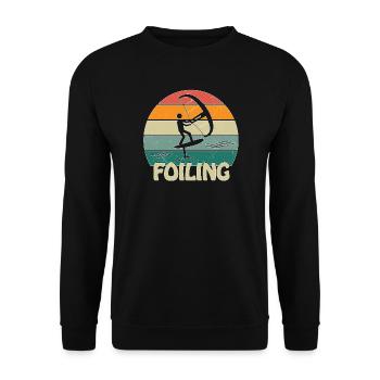 Foiling Retro Sunset - Unisex Pullover - Schwarz - Vorne - Alina (178cm) & Michal (187cm)