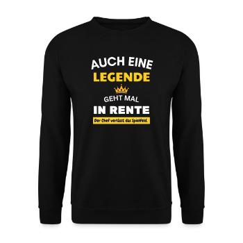 Auch Eine Legende Geht Mal In Rente - Unisex Pullover - Schwarz - Vorne - Alina (178cm) & Michal (187cm)