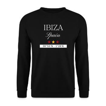 Ibiza Spanien Souvenir – Reise minimalistisch - Unisex Pullover - Schwarz - Vorne - Alina (178cm) & Michal (187cm)