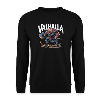 Valhalla Wikinger Krieger Nordische Mythologie - Unisex Pullover - Schwarz - Vorne - Alina (178cm) & Michal (187cm)