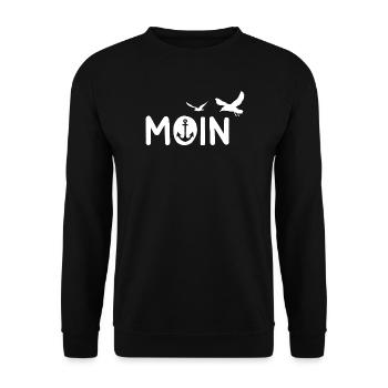 Moin Küste Meer Anker Möwen Maritimes Geschenk - Unisex Pullover - Schwarz - Vorne - Alina (178cm) & Michal (187cm)