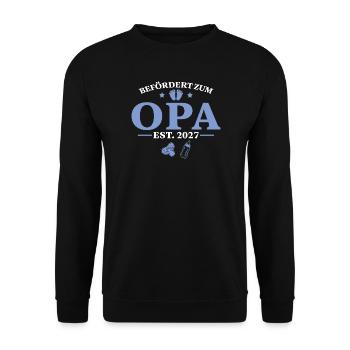 Befördert zum Opa 2027 Schwangerschaftsankündigung - Unisex Pullover - Schwarz - Vorne - Alina (178cm) & Michal (187cm)