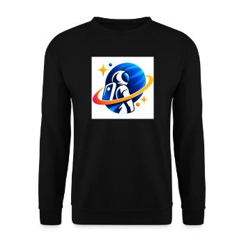 Astronaut im Orbit - Unisex Pullover - Schwarz - Vorne - Alina (178cm) & Michal (187cm)