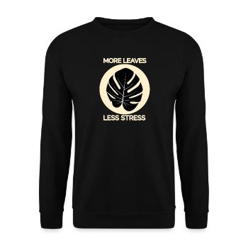 More Leaves Less Stress - Monstera - Unisex Pullover - Schwarz - Vorne - Alina (178cm) & Michal (187cm)
