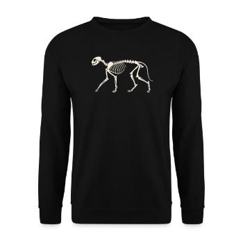 Skelett Katze - Unisex Pullover - Schwarz - Vorne - Alina (178cm) & Michal (187cm)