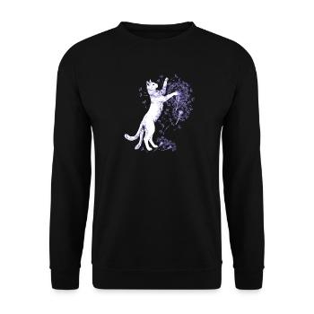 japanische katze und Pusteblumen - Unisex Pullover - Schwarz - Vorne - Alina (178cm) & Michal (187cm)
