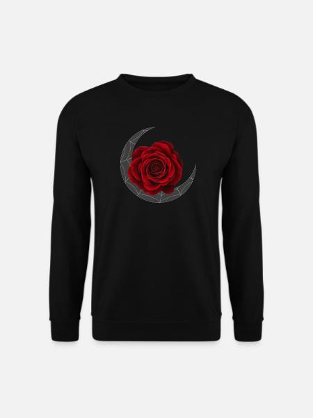 Rote Rose Mondkranz - Unisex Pullover - Schwarz