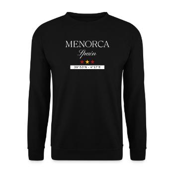 Menorca Spanien Souvenir – Reise minimalistisch - Unisex Pullover - Schwarz - Vorne - Alina (178cm) & Michal (187cm)