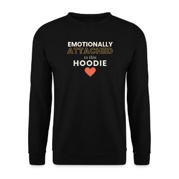 Emotional an diesen Hoodie gebunden - Unisex Pullover - Schwarz - Vorne - Alina (178cm) & Michal (187cm)