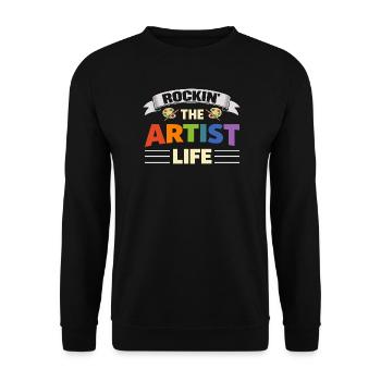 Rockin The Artist Life Buntes Künstlerleben - Unisex Pullover - Schwarz - Vorne - Alina (178cm) & Michal (187cm)