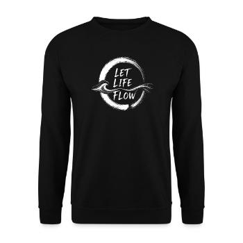 Lass das Leben fließen - Unisex Pullover - Schwarz - Vorne - Alina (178cm) & Michal (187cm)