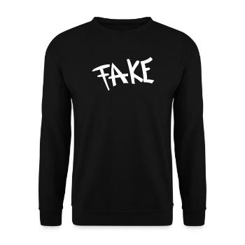 Graffiti Fake Schriftzug - Unisex Pullover - Schwarz - Vorne - Alina (178cm) & Michal (187cm)