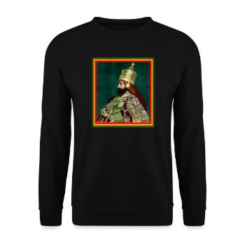 Jah Rastafari Haile Selassie Rasta Reggae Roots - Unisex Pullover - Schwarz - Vorne - Alina (178cm) & Michal (187cm)