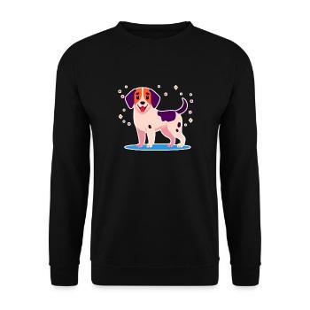 Dreifarbiges Hündchen (Lila) - Unisex Pullover - Schwarz - Vorne - Alina (178cm) & Michal (187cm)