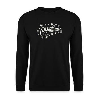 Weihnachtliches Script mit Schneeflocken - Unisex Pullover - Schwarz - Vorne - Alina (178cm) & Michal (187cm)