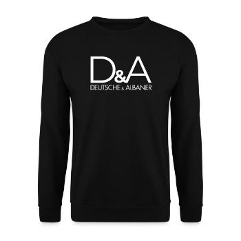 Deutsche und Albaner – Lustiges Funshirt - Unisex Pullover - Schwarz - Vorne - Alina (178cm) & Michal (187cm)