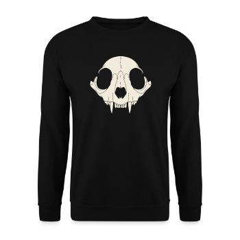 Katzen Schädel - Unisex Pullover - Schwarz - Vorne - Alina (178cm) & Michal (187cm)
